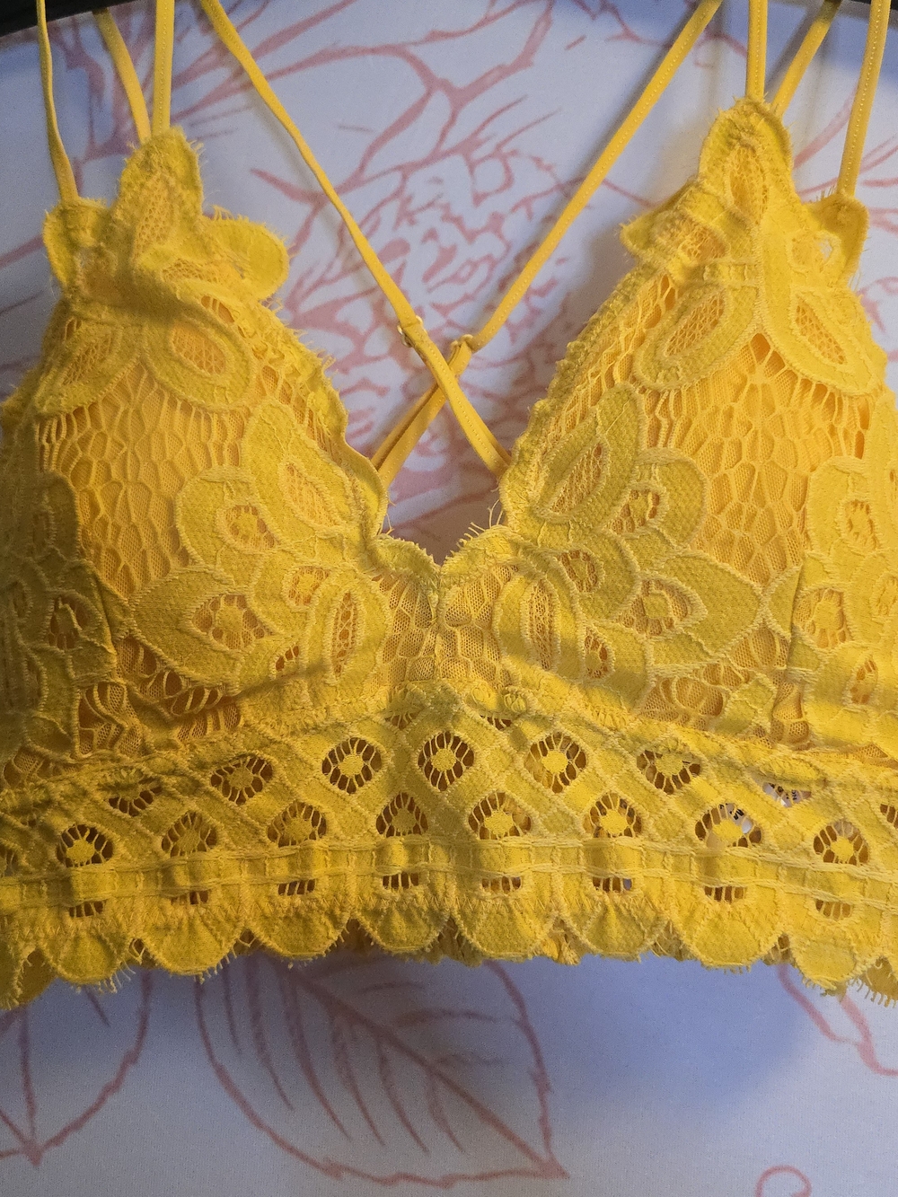 Yellow Lace Bralette with Floral Lace Detail